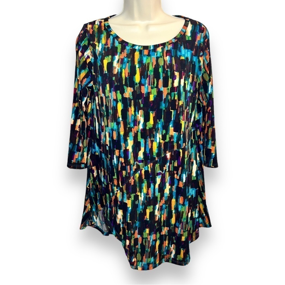VENINI Asymmetrical Hem Multicolor Tunic Size Medium